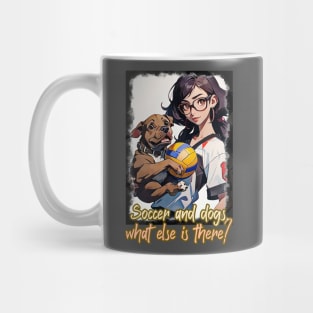 Soccer and dogs, what else is there? (cartoon girl pit bull) Mug